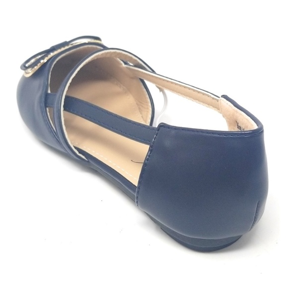 Mary Jane Ballet Buckled Open Flats, B-2836, Navy - Picture 4 of 5
